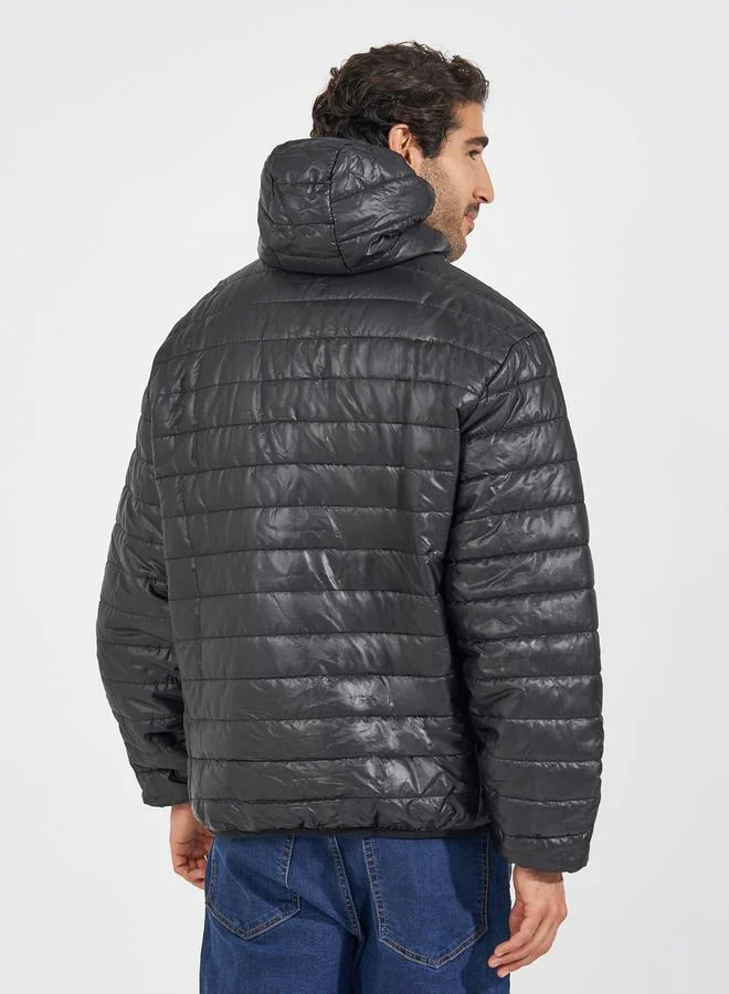 Styli Quilted Front Zipped Hooded Puffer Jacket