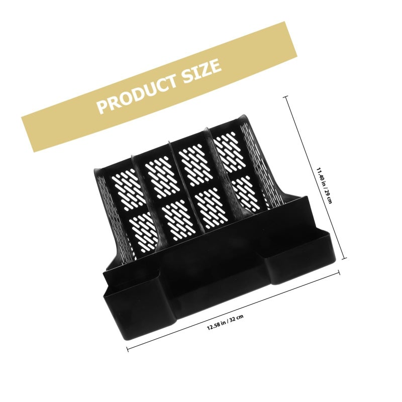 A4 Paper File Organizer Black Hexagon Four Compartment Desktop Storage Rack - Image 3