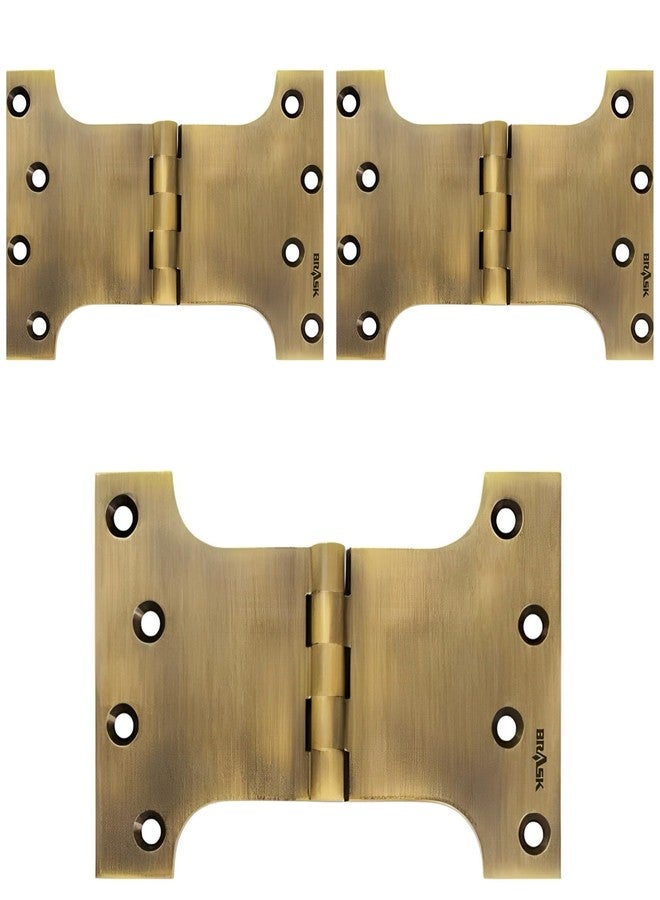BRASK Brass Parliament Hinges 6" x 4" x 4 mm with Screws | Extended Hinges 6" | 180 Degree Wide Opening Hinges | Smooth Movement (Antique Brass, Pack of 3) - Image 1