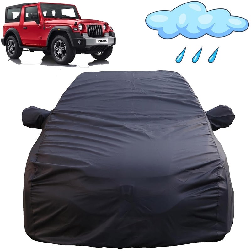 Autofact Thar Waterproof Car Cover with Mirror Pockets, Grey Color, 4x4 American Matty,Triple Stitched, Compatible with Mahindra Thar Car Cover (2010 to 2024), Thar Car Accessories - Image 1