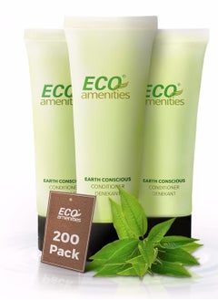 ECO Amenities ECO AMENITIES Travel Size Conditioner - 200 PACK, 30mL, 1 oz Hotel Conditioner Bulk Supplies for Guests - Green Tea Scent Eco Conditioner, Mini Conditioner with Flip Cap, Clear Container  - Image 1