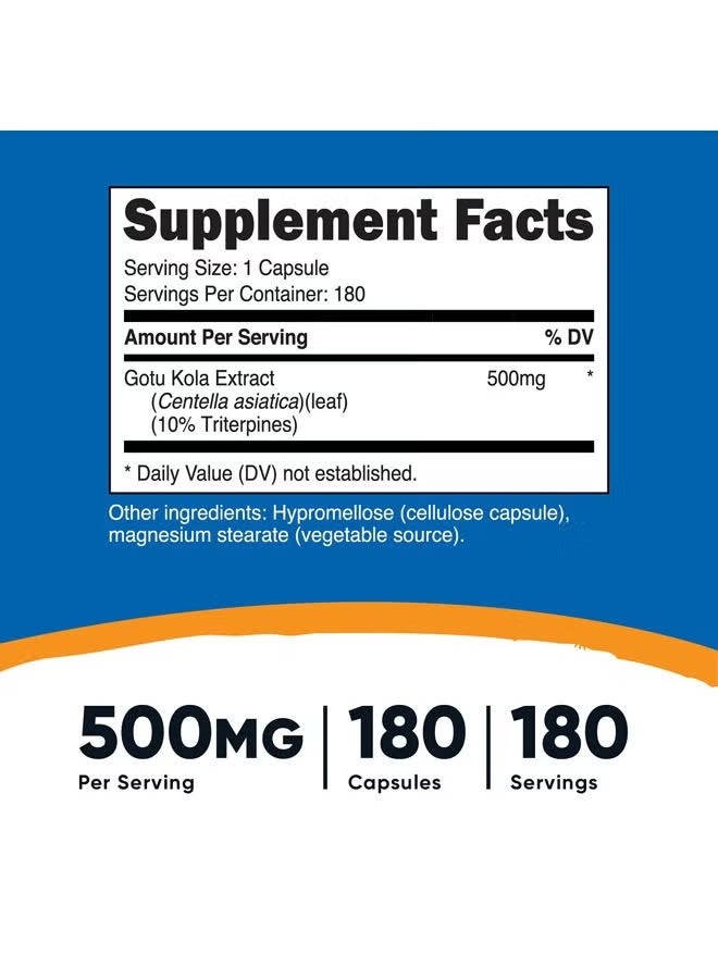 Nutricost, غوتو كولا، 500 ملغ، 180 كبسولة - Image 3