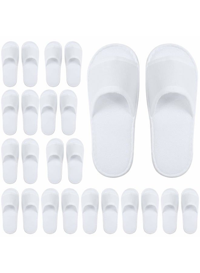 Elcoho 12 Pairs Open Toe Spa Slippers White Spa Hotel Guest Slippers for Spa, Party Guest, Hotel and Travel, Fits Most Men and Women - Image 1