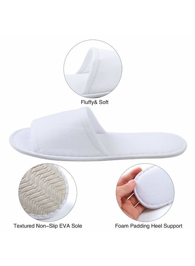 Elcoho 12 Pairs Open Toe Spa Slippers White Spa Hotel Guest Slippers for Spa, Party Guest, Hotel and Travel, Fits Most Men and Women - Image 2