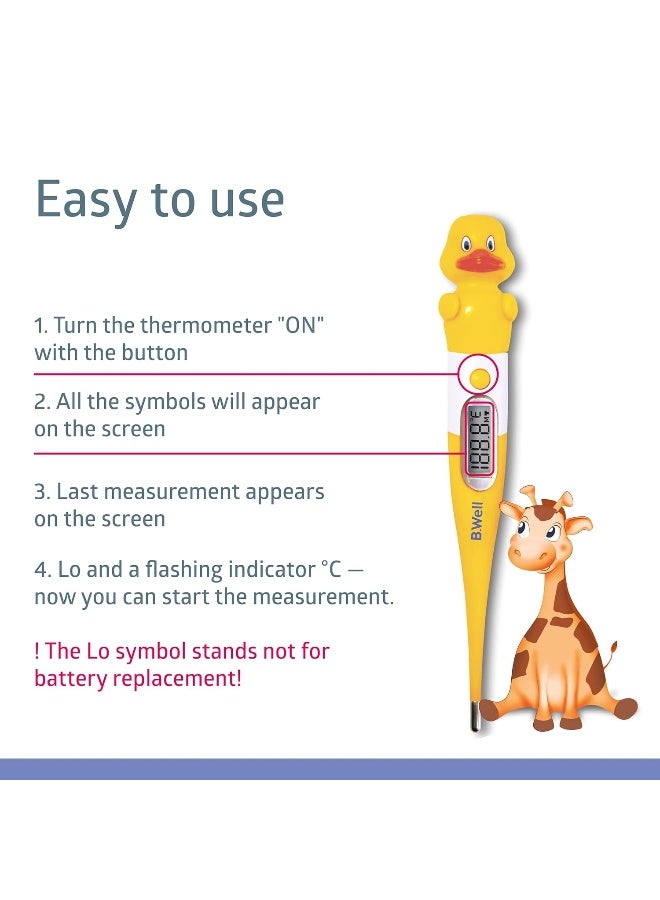 B.Well ترمومتر رقمي قياسي برو-06 برأس مرن مقاوم للماء سيلسيوس وفهرنهايت (بطة) - Image 2