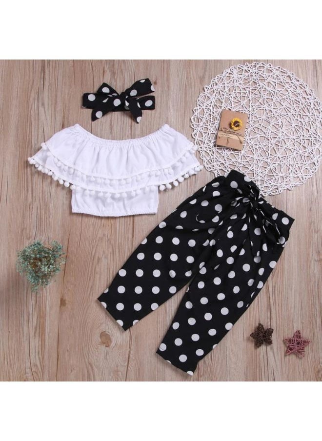 Generic - Children's clothing set, blouse + pants + headband, is very suitable for going out - Image 1