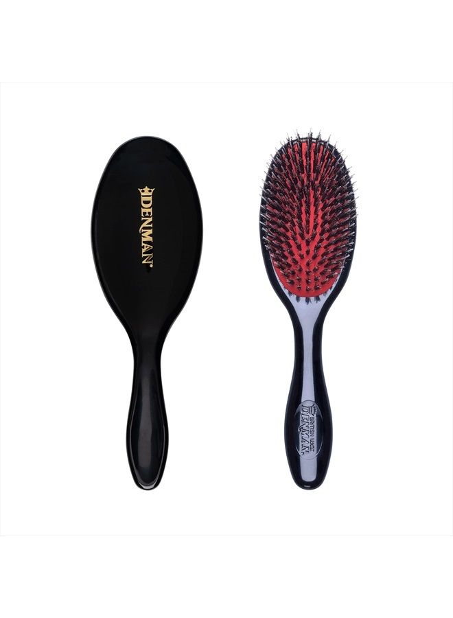 DENMAN Cushion Hair Brush (Small) with Soft Nylon Quill Boar Bristles - Porcupine Style for Grooming, Detangling, Straightening, Blowdrying and Refreshing Hair – Black, P081S - Image 1