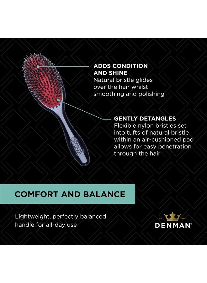 DENMAN Cushion Hair Brush (Small) with Soft Nylon Quill Boar Bristles - Porcupine Style for Grooming, Detangling, Straightening, Blowdrying and Refreshing Hair – Black, P081S - Image 5