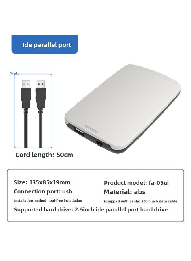 2.5 Inch Mobile Hard Disk Box Tool-free Sata Serial Port Ide Parallel Port USB2.0 Solid State Disk Box-Color:USB IDE 2.0 2.5 Inch Hard Disk Box