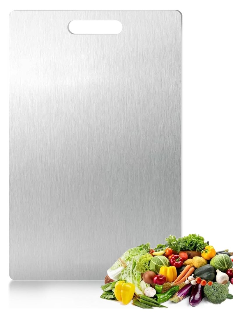 Cutting Board - Stainless Steel Chopping Board, Large SUS 304 Steel Cutting Board with Handle, Dishwasher Safe, Anti-Rust & Smooth Surface (34x23cm) - Image 1