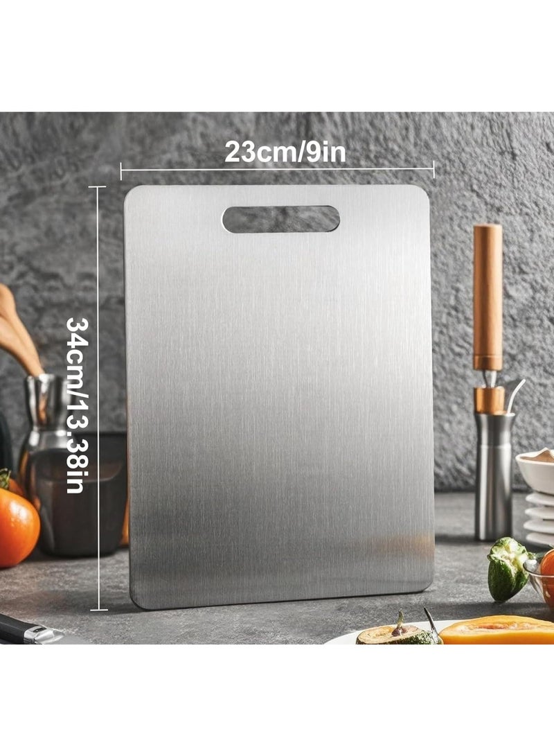 Cutting Board - Stainless Steel Chopping Board, Large SUS 304 Steel Cutting Board with Handle, Dishwasher Safe, Anti-Rust & Smooth Surface (34x23cm) - Image 5