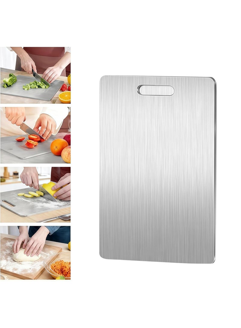 Cutting Board - Stainless Steel Chopping Board, Large SUS 304 Steel Cutting Board with Handle, Dishwasher Safe, Anti-Rust & Smooth Surface (34x23cm) - Image 2