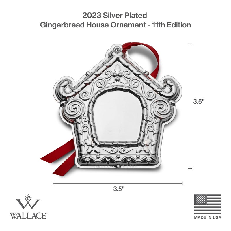 Wallace 2023 Silver Plated Gingerbread House Engraveable Ornament  11th Edition - Image 2