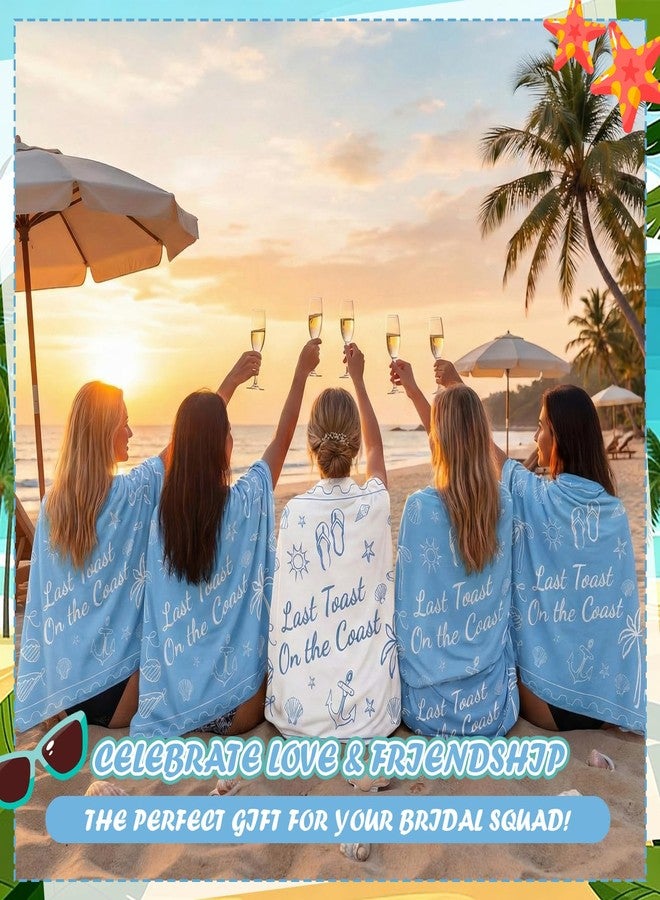 Flutesan 6 Pcs Last Toast on The Coast Bachelorette Beach Towels 30" x 60" Bride Tribe Bridesmaid Gift Coastal Beach Party Decorations for Bachelorette Party Bride Shower Honeymoon - Image 4