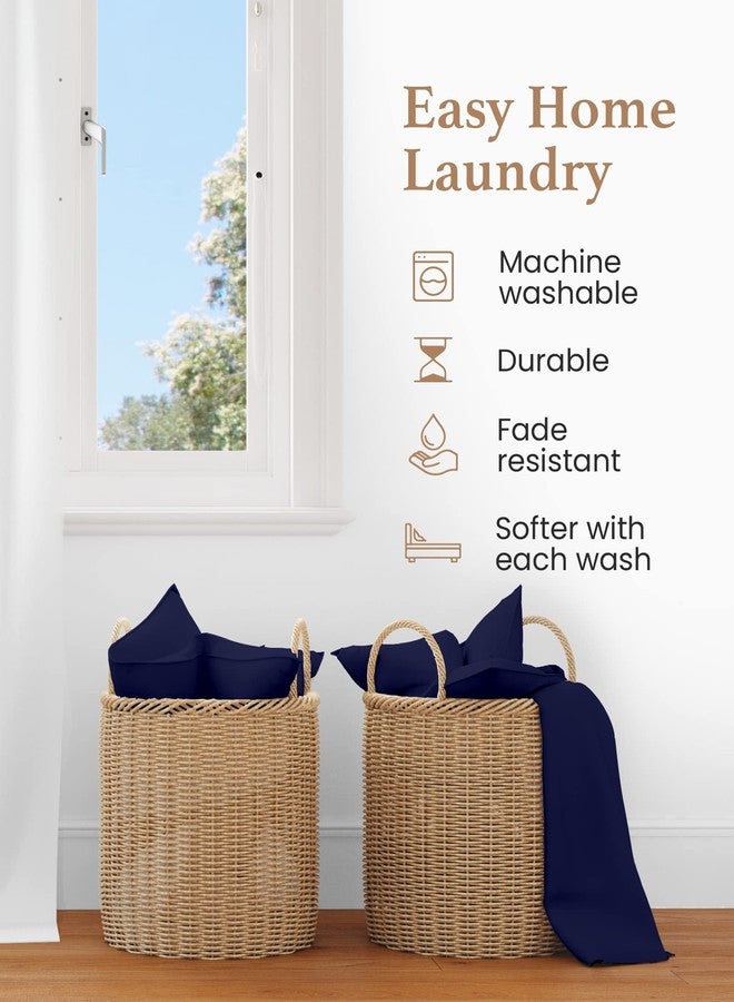 Good Sleep Bedding طقم أغطية وسائد كينج باللون الأزرق الداكن، مكون من قطعتين، مصنوع من القطن المصري 100%، بنسيج ساتان ناعم كالحرير، يوفر راحة فائقة أثناء النوم، ومقاسًا مثاليًا. - Image 5