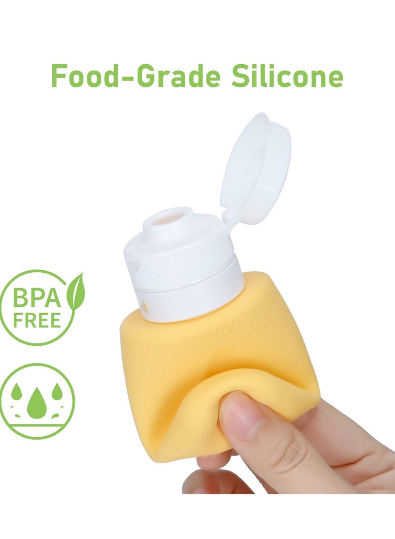 Excefore Silicone Travel Bottle 4 Pack 60ml Leak Proof Refillable Squeezable Containers for Toiletries Shampoo Conditioner Lotion - Image 3