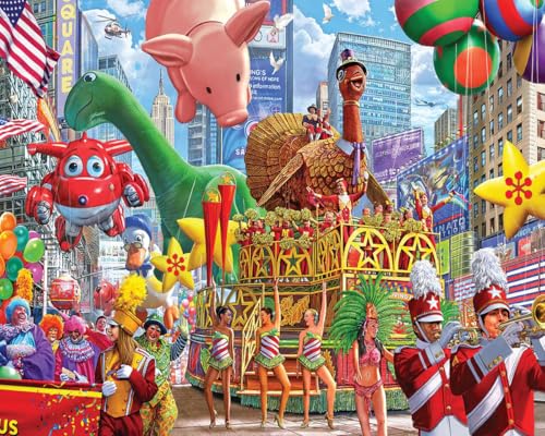 White Mountain 1000 Piece Jigsaw Puzzle Fall and Autumn Scene Puzzles Large Pieces for Adults and Family 24x30 New York Thanksgiving Parade - Image 1