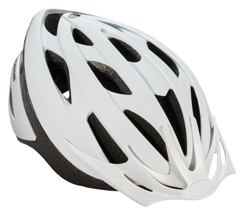 Schwinn Thrasher Helmet for Adults, White, Size 58-62 cm for Riders Ages 14+, Lightweight Microshell, Adjustable Dial and Straps, Interior Padding, 20 Air Vents, Removable Visor, Adult Bike Helmet - Image 1