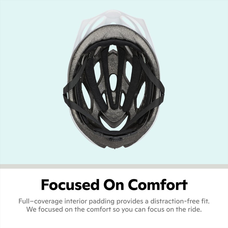 Schwinn Thrasher Helmet for Adults, White, Size 58-62 cm for Riders Ages 14+, Lightweight Microshell, Adjustable Dial and Straps, Interior Padding, 20 Air Vents, Removable Visor, Adult Bike Helmet - Image 5