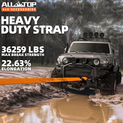 ALL-TOP Recovery Snatch Strap, 3in x 20ft - 35000Lbs, Heavy Duty 100% Nylon Kinetic Towing Recovery Strap with 22% Elongation & Reinforced Loops - Image 2