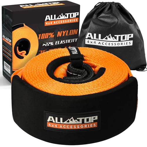 ALL-TOP Recovery Snatch Strap, 3in x 20ft - 35000Lbs, Heavy Duty 100% Nylon Kinetic Towing Recovery Strap with 22% Elongation & Reinforced Loops - Image 1