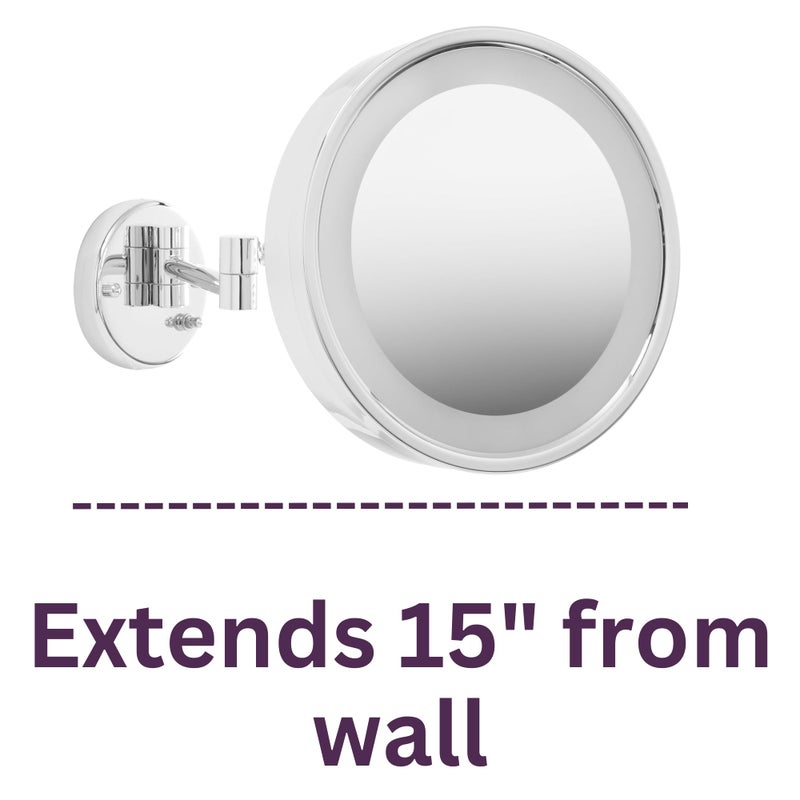 JERDON 9.75-Inch Wall Mount zmskrup Mirror - 3X Magnification & 15-inch Wall Extension - Chrome Finish - Model HL7CF - Image 3
