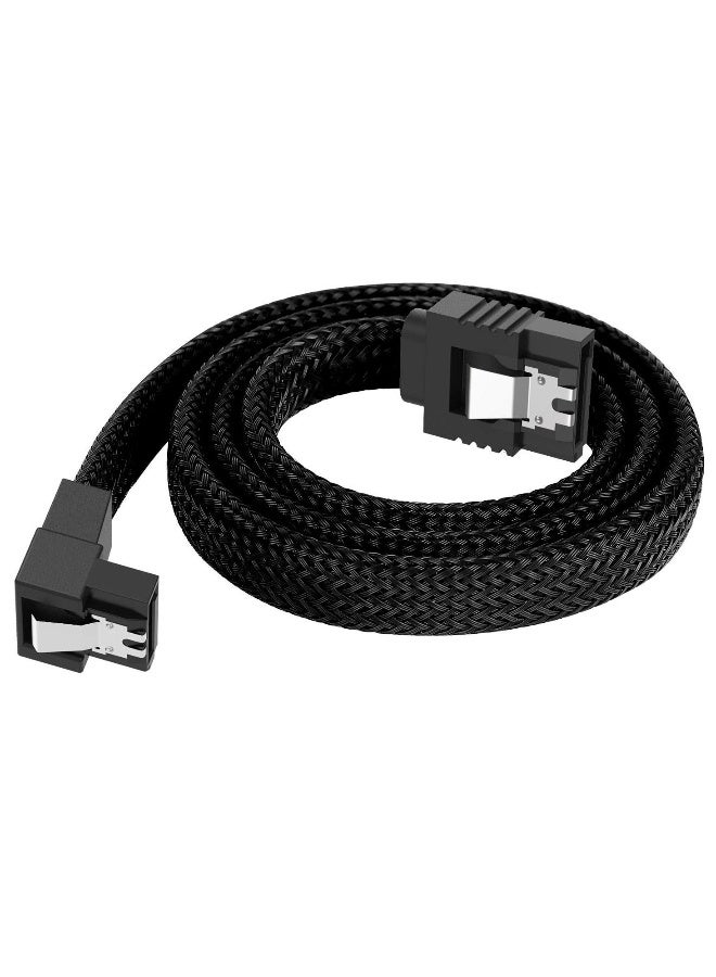 SATA Cable, 5 Pack 90° Straight to Right 6Gbps HDD SDD SATA Data Cable with Locking Latch 50cm 18 Inch for SATA HDD, SSD, CD Driver, CD Writer (Black) - Image 3