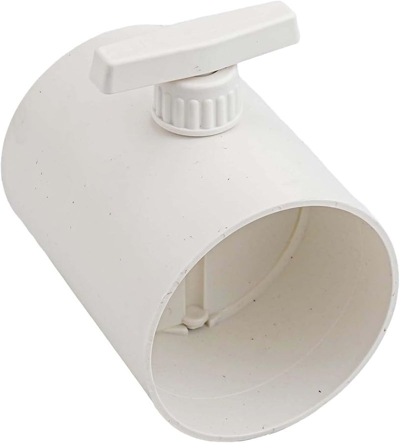 White Plastic Air Volume Control Valve 110mm 90 Degree Adjustable Handle Duct Airflow Regulation - Image 1