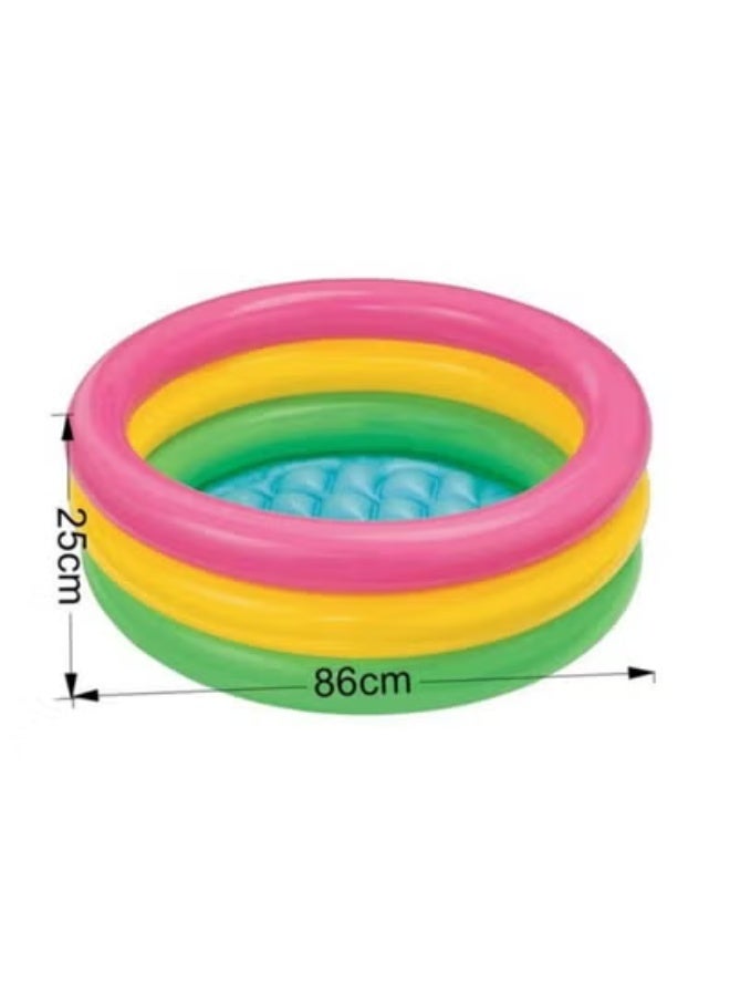 JAJEEK 3-Rings Inflatable Sunset Glow Baby Pool – Colorful & Safe Kiddie Pool for Babies & Toddlers | Soft Inflatable Floor for Comfort | Lightweight, Durable & Easy to Inflate | Perfect for Summer Splash Fun in Backyard, Garden, or Balcony | Outdoor Water Play Pool for Kids - Image 1