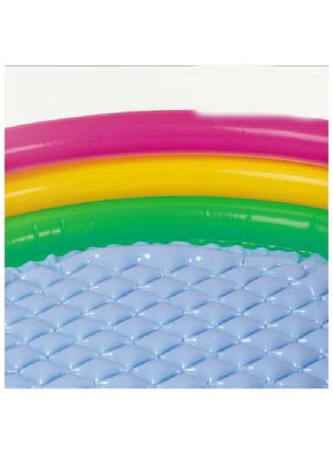 JAJEEK 3-Rings Inflatable Sunset Glow Baby Pool – Colorful & Safe Kiddie Pool for Babies & Toddlers | Soft Inflatable Floor for Comfort | Lightweight, Durable & Easy to Inflate | Perfect for Summer Splash Fun in Backyard, Garden, or Balcony | Outdoor Water Play Pool for Kids - Image 2