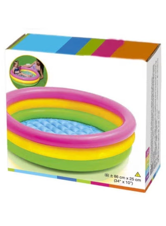 JAJEEK 3-Rings Inflatable Sunset Glow Baby Pool – Colorful & Safe Kiddie Pool for Babies & Toddlers | Soft Inflatable Floor for Comfort | Lightweight, Durable & Easy to Inflate | Perfect for Summer Splash Fun in Backyard, Garden, or Balcony | Outdoor Water Play Pool for Kids - Image 4