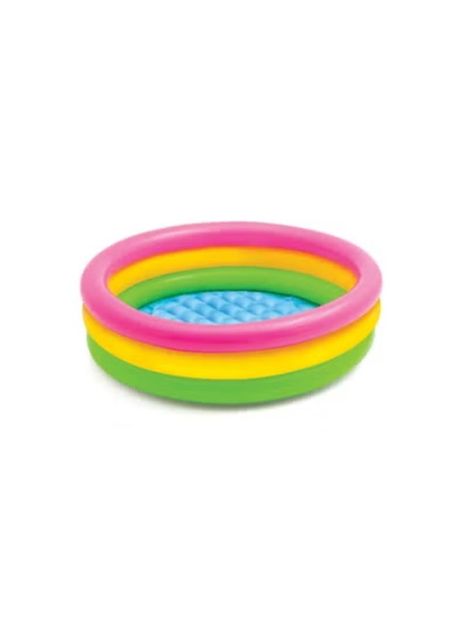 JAJEEK 3-Rings Inflatable Sunset Glow Baby Pool – Colorful & Safe Kiddie Pool for Babies & Toddlers | Soft Inflatable Floor for Comfort | Lightweight, Durable & Easy to Inflate | Perfect for Summer Splash Fun in Backyard, Garden, or Balcony | Outdoor Water Play Pool for Kids - Image 3