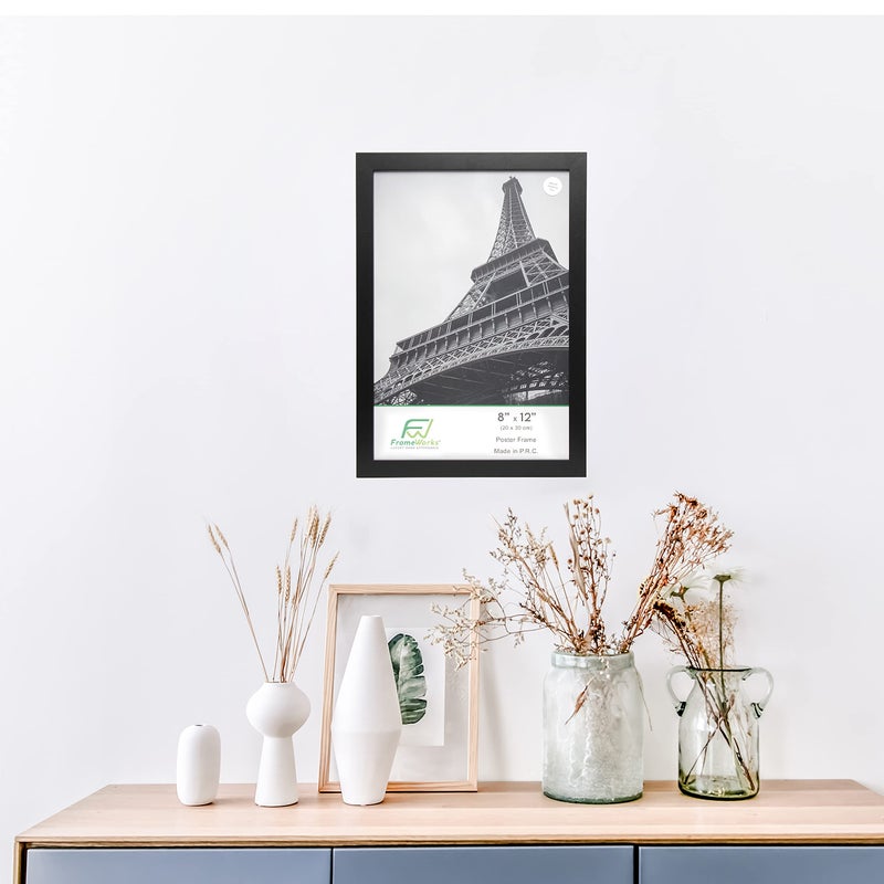 Frameworks 8 × 12 2 عبوة إطار ملصق خشبي الأسود ذو الحمل الأسود مع الحواف الكلاسيكية - Image 5