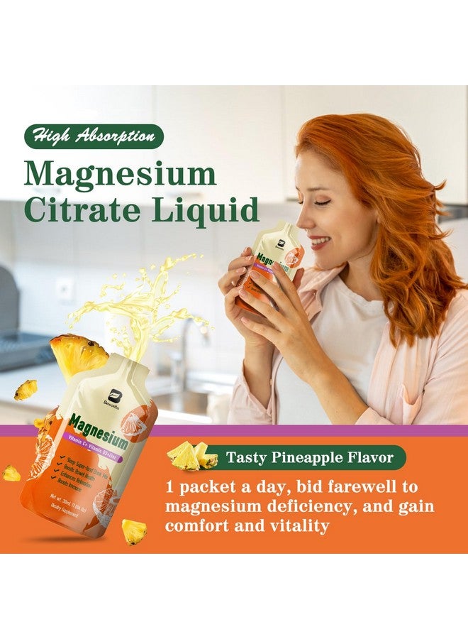 B BEWORTHS Magnesium Citrate Liquid Supplement, with Bromelain, Vitamin C, D3, B6, Zinc, High Absorption Magnesium Citrate Oral Solution, Magnesium for Constipation, Zzz & Energy, Pineapple, 10 Fl Oz - Image 3