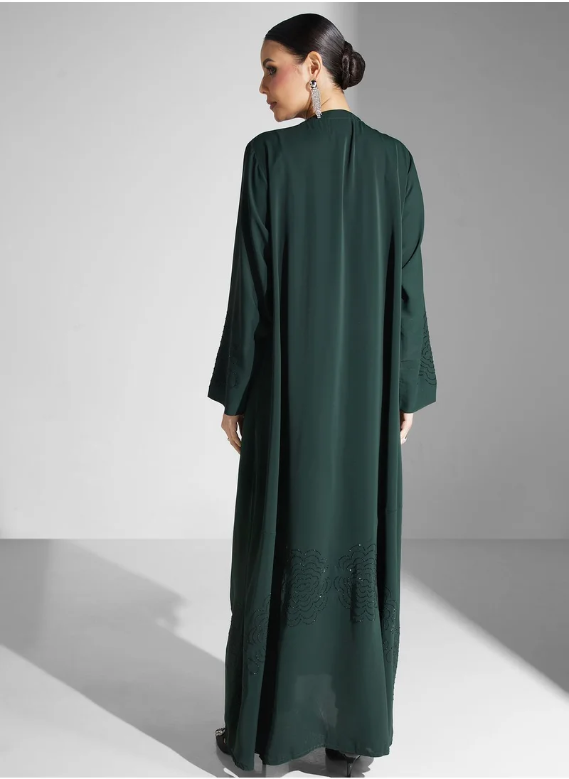 hayas closet Embellished Flared Sleeve Abaya