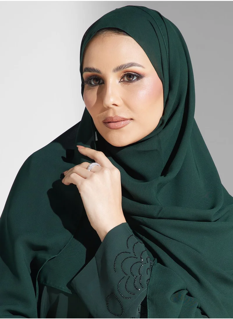 hayas closet Embellished Flared Sleeve Abaya