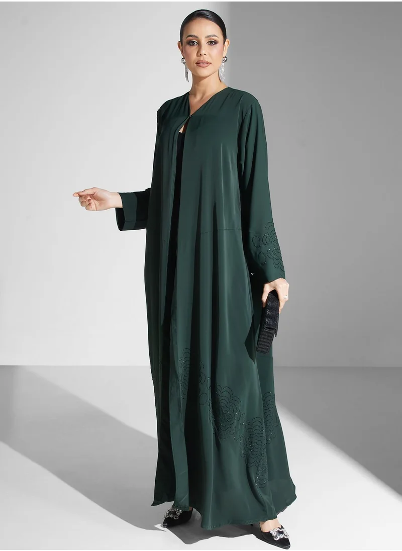 hayas closet Embellished Flared Sleeve Abaya