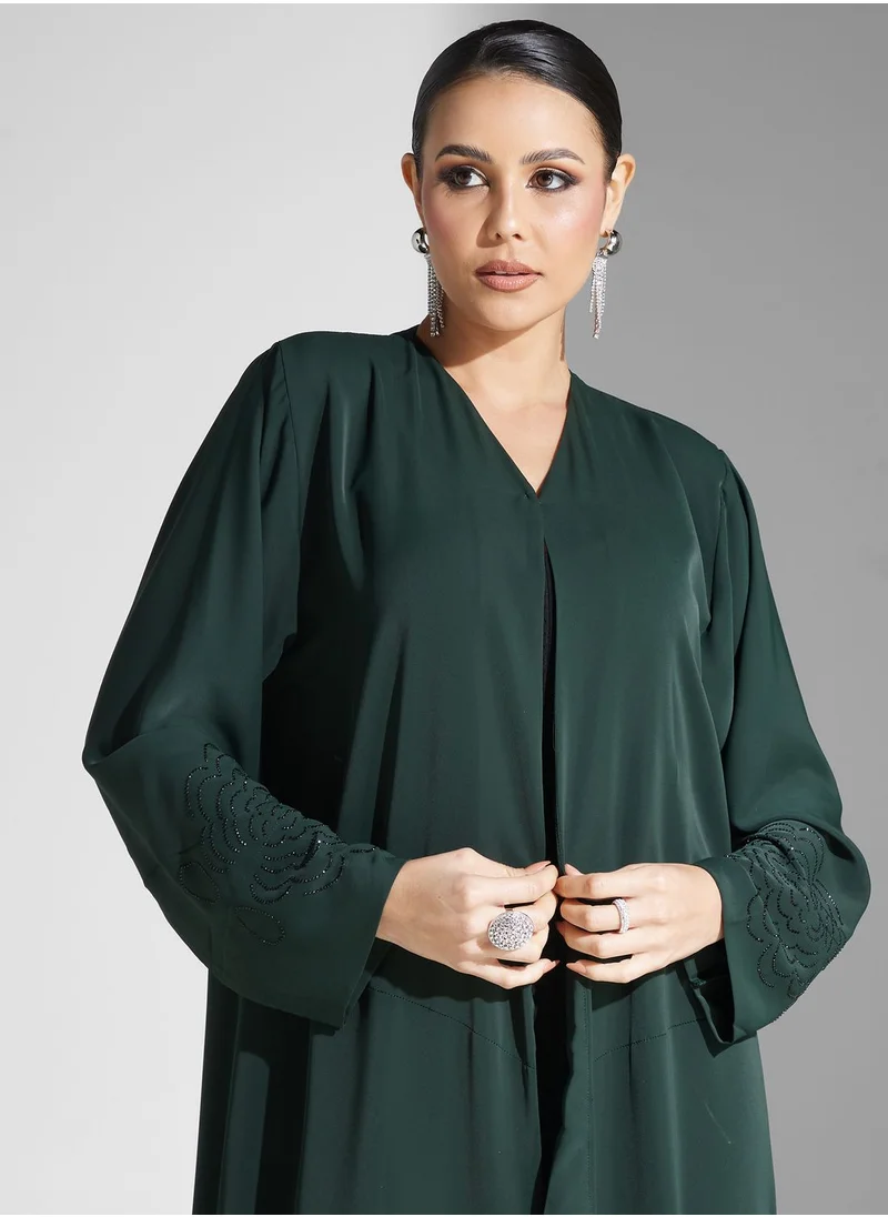 hayas closet Embellished Flared Sleeve Abaya