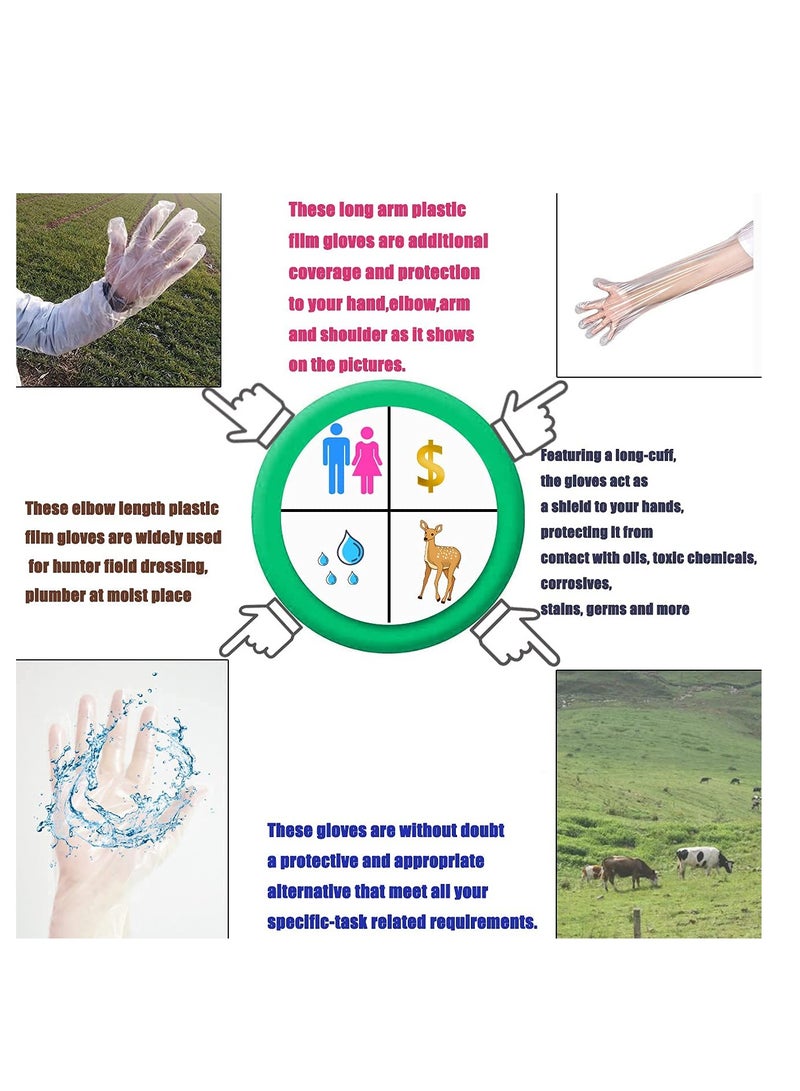50 Pcs Long Arm Disposable Field Dressing Gloves for Veterinary Use, Ideal for Gutting Deer, Gardening, and Painting - Full Arm Protection. - Image 2