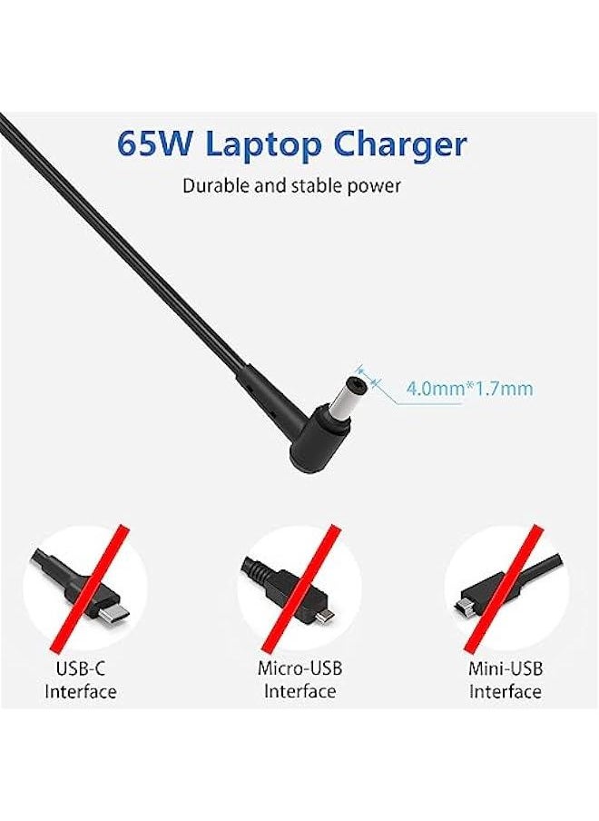 Generic 65W AC Laptop Charger Power for Lenovo IdeaPad 3 Flex 5 14 15 14iwl S340 S145 100s 110 310 320 330 330s 510 510s V14 V15 Chromebook N22 Yoga 710 Flex 14 15 Series Power Adapter Supply Cord c0026  - Image 3