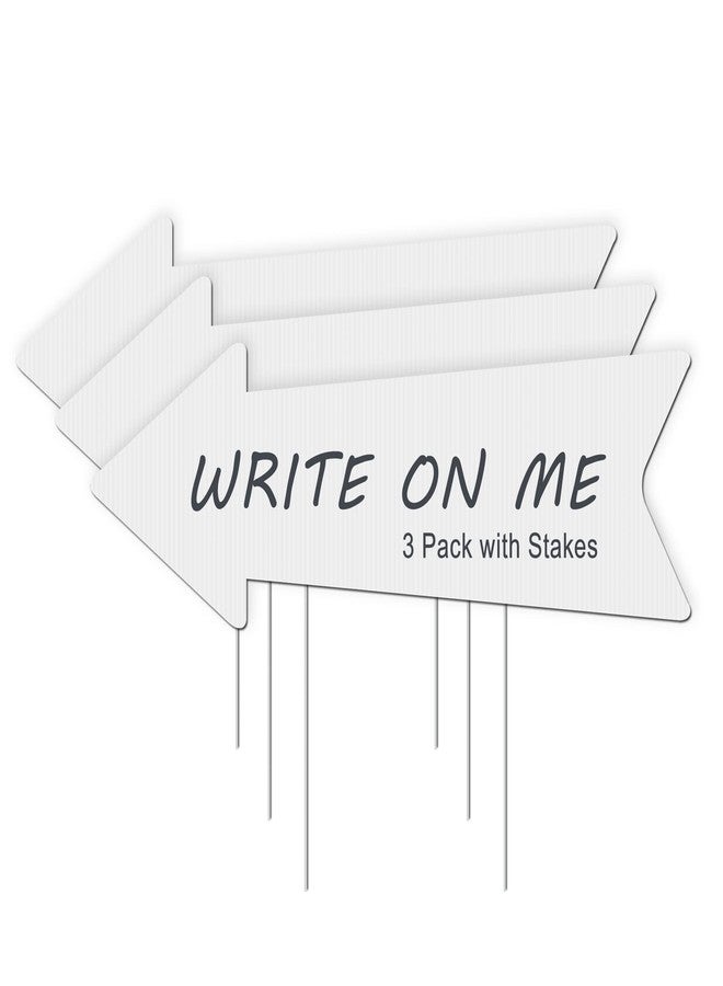 LARREEDE Blank Arrow Signs with Stakes 3 Pack 17 x 6 Inches Wedding Directional Yard Signs with Stakes, This Way Arrow Yard Signs Birthday Party Signs Arrow - Image 1