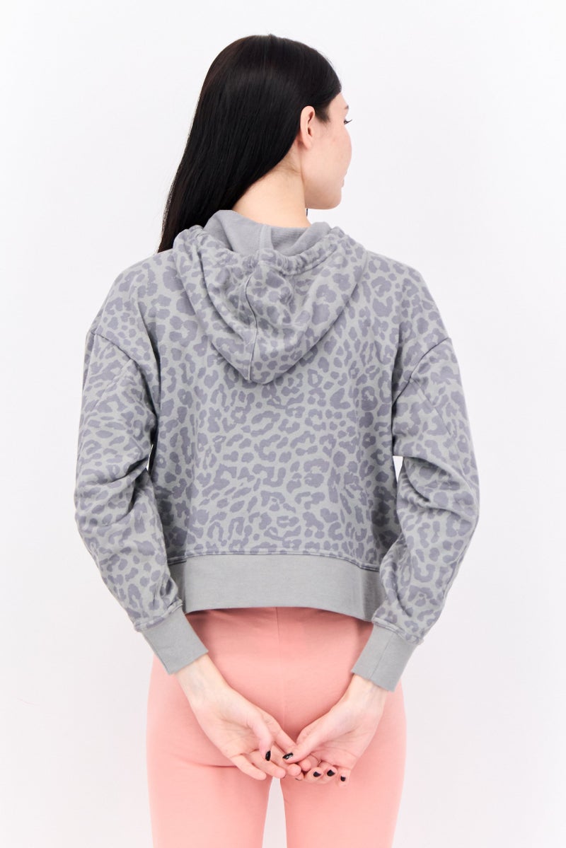 Nike سويت شيرت خارجي طويل الأكمام بحجم كبير للنساء بشعار العلامة التجارية، مزيج رمادي - Image 3