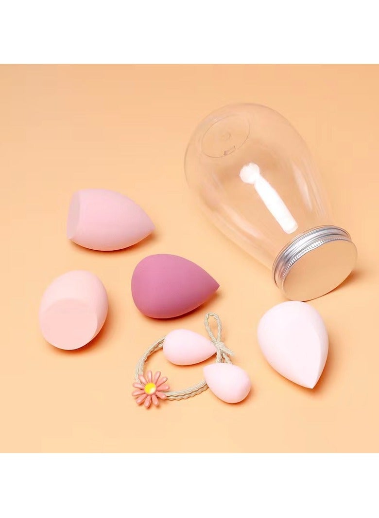 KHAJUL 6-Piece Makeup Sponge Set with Daisy Hairband - Multicolor Soft Mini Makeup Sponges, Powder Puffs Long-Lasting Beauty Sponges Wet and Dry for Women (Pink) - Image 3