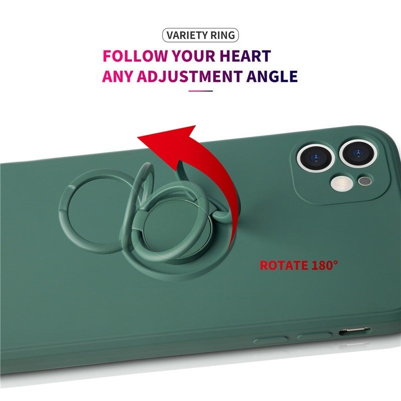 HuHa غطاء حافظة لهاتف iPhone 14 Pro مع حامل حلقي من السيليكون باللون الوردي - Image 5