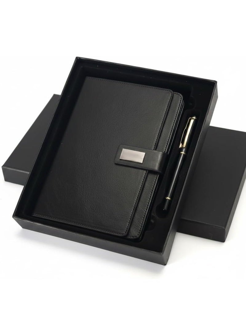 طقم مفكرة (نوت بوك) جلدية فاخرة مع قلم حبر أنيق - طقم هدايا مكتبي متكامل في علبة فاخرة - Image 1