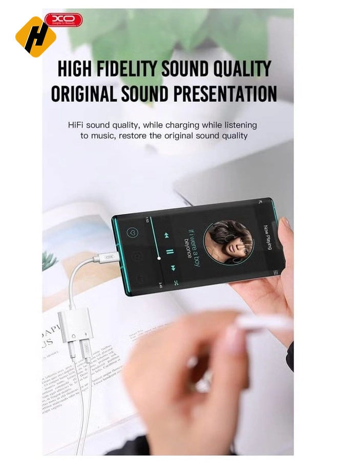 HuHa - NBR172B Converter From Lightning And Audio Jack To Lightning - White - Image 1