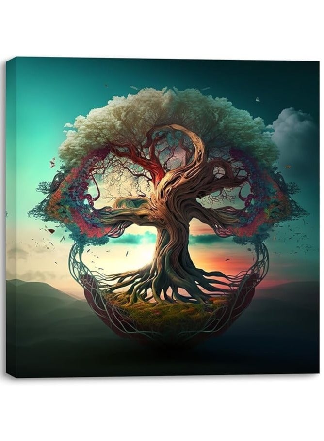 Today Idea Today Idea Modern Abstract Tree Canvas Wall Art Framed for Living Room, Bedroom, Dressing Room & Office Décor | Artistic New Year Gift Idea with Built-in Wooden Frame 16x16 inch - Image 1