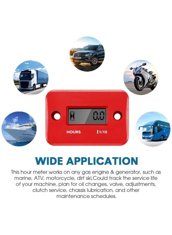 2 Pieces Inductive Hour Meter for Gas Engine Lawn Mower Dirt Bike Motorcycle Motocross Snowmobile Karting Marine ATV Boat Outboard Motor Generator Hour Meters (Color : Red)  - Image 3