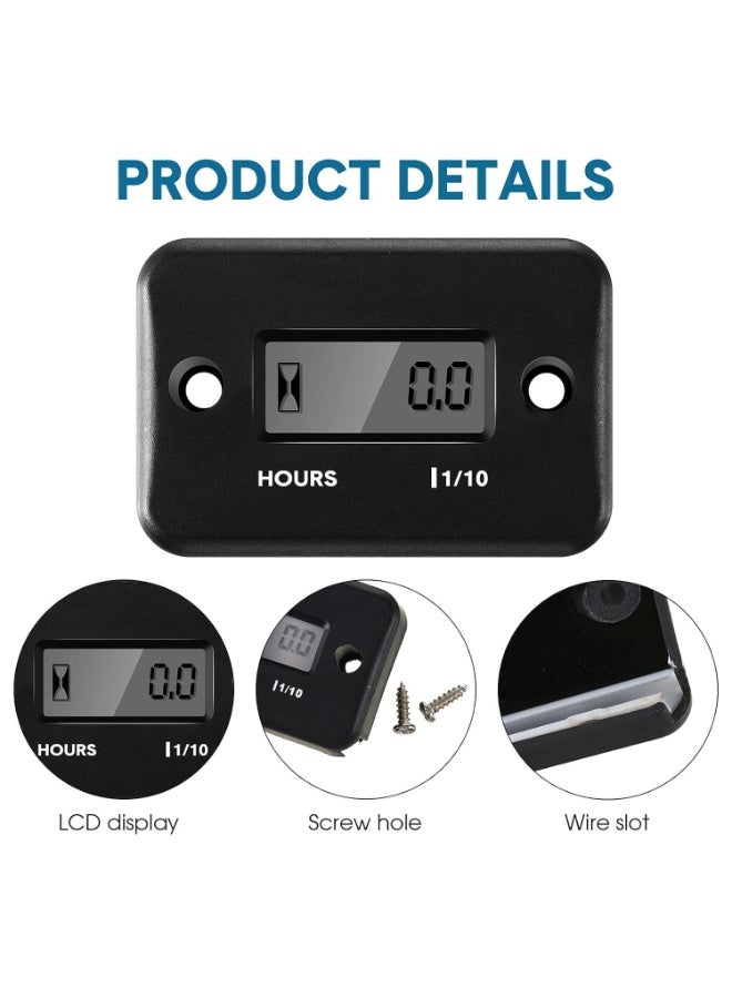 2 Pieces Inductive Hour Meter for Gas Engine Lawn Mower Dirt Bike Motorcycle Motocross Snowmobile Karting Marine ATV Boat Outboard Motor Generator Hour Meters (Color : Red)  - Image 2