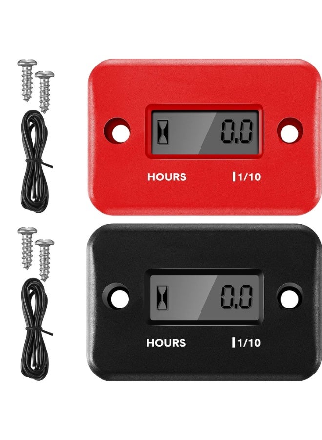 2 Pieces Inductive Hour Meter for Gas Engine Lawn Mower Dirt Bike Motorcycle Motocross Snowmobile Karting Marine ATV Boat Outboard Motor Generator Hour Meters (Color : Red)  - Image 1